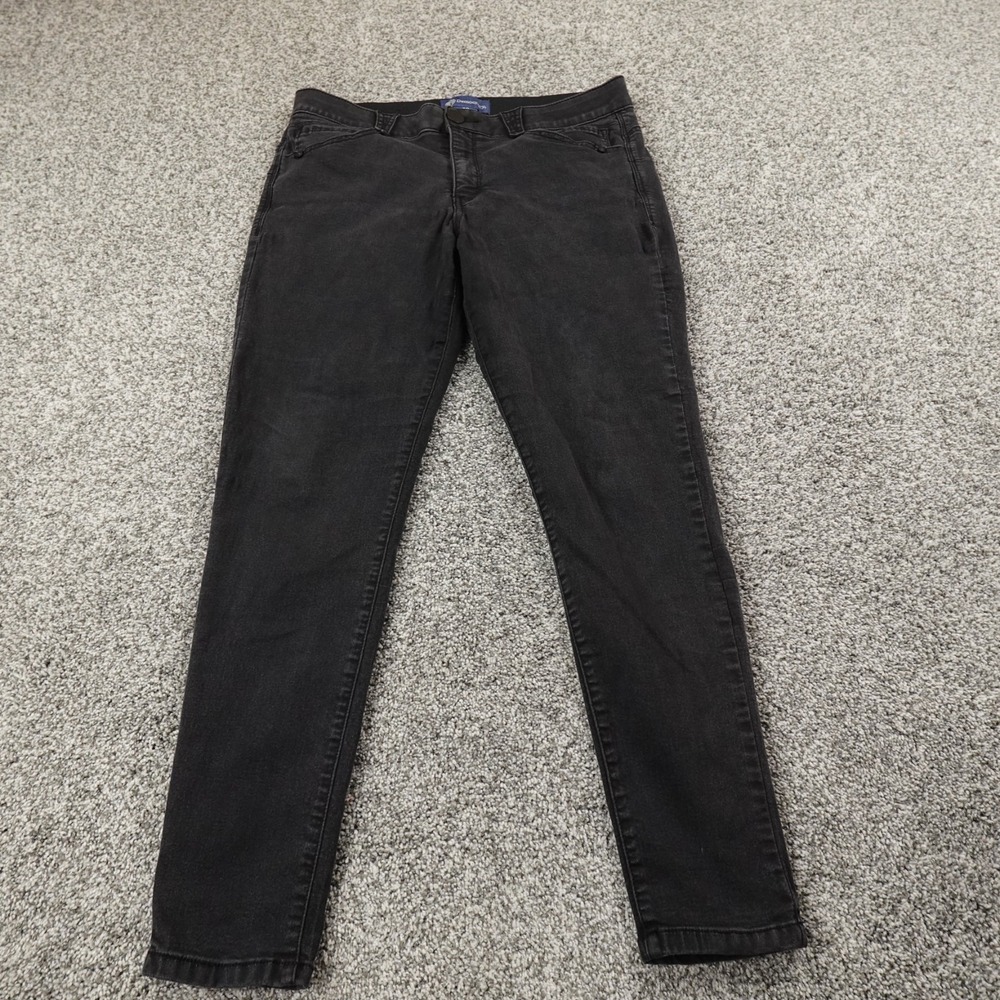 Democracy Jeans Womens 12 Black Denim‎ Pants Ab Solution Mid Rise Skinny Stretch